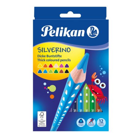 PELIKAN Silverino 12 db-os vastag színes ceruza  készlet 