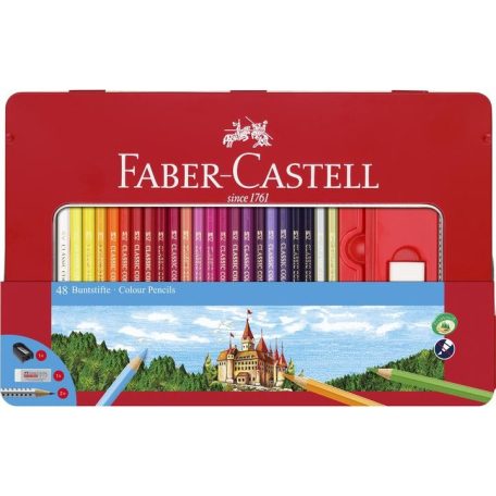 FABER-CASTELL 48 db-os színes ceruza készlet fémdobozban, kiegészítőkkel