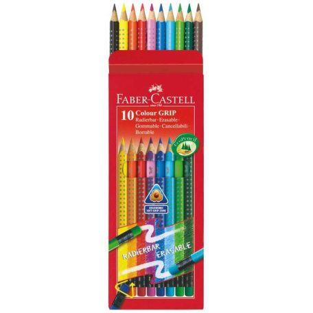 FABER-CASTELL 10 db-os GRIP színes ceruza készlet - radírral 