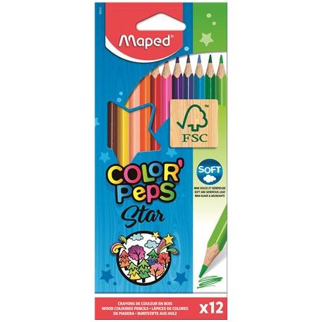 MAPED Color Peps Star 12 db-os háromszögletű színes ceruza készlet 