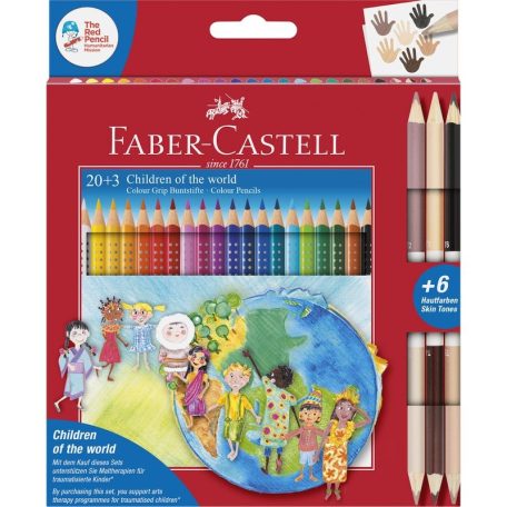 FABER-CASTELL A VILÁG GYERMEKEI színes ceruza készlet 20 db GRIP + 3 db Bicolor ceruza  