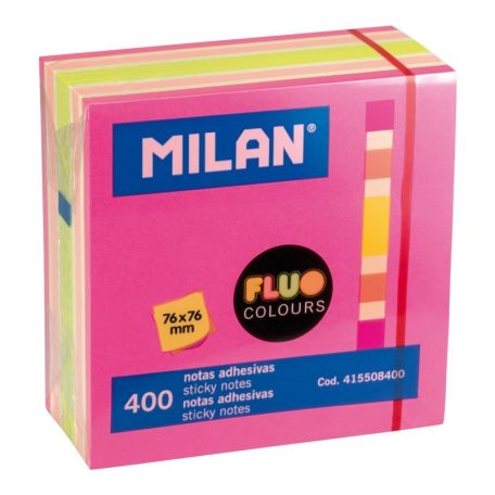 MILAN öntapadó jegyzettömb 76x76 mm 400 lap fluo színek 
