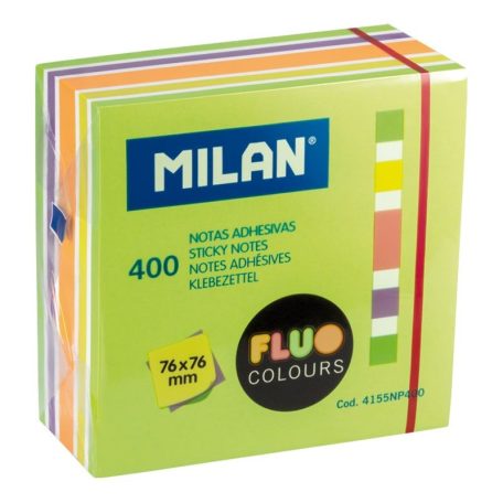 MILAN öntapadó jegyzettömb 76x76 mm 400 lap fluo színek 