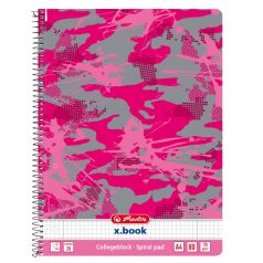 HERLITZ Camouflage pink négyzethálós spirálfüzet - A/4