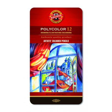 KOH-I-NOOR 3822 Polycolor 12 db-os színes ceruza készlet fémdobozban