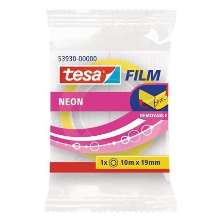 TESA 53930 Tesafilm Neon írható és visszaszedhető ragasztószalag neon színekben 10 m x 19 mm 
