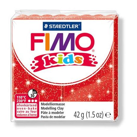 STAEDTLER FIMO Kids piros glitteres égethető gyurma - 212 - 42 g 