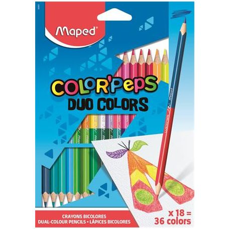 MAPED Color'Peps Duo 18 db-os háromszögletű színes ceruza készlet, kétvégű, 36 szín
