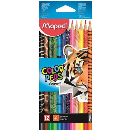 MAPED Color Peps Animals 12 db-os háromszögletű színes ceruza készlet 