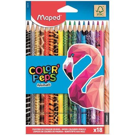 MAPED Color Peps Animals 18 db-os háromszögletű színes ceruza készlet 