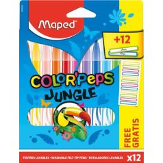   MAPED Color Peps Jungle 12 db-os filctoll készlet + ajándék 12 db matrica 