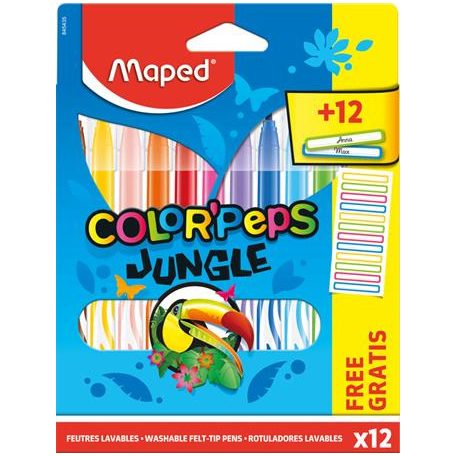 MAPED Color Peps Jungle 12 db-os filctoll készlet + ajándék 12 db matrica 