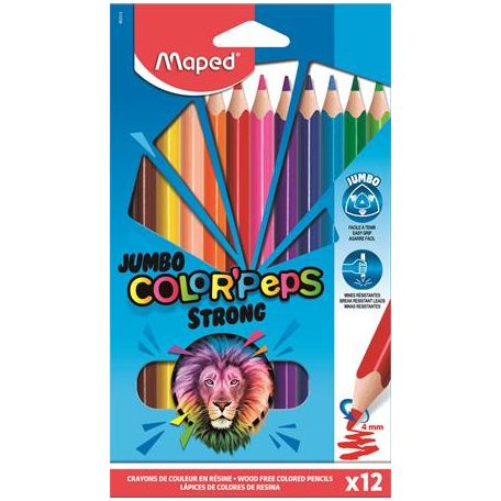 MAPED Jumbo Color Peps Strong 12 db-os háromszögletű színes ceruza készlet 