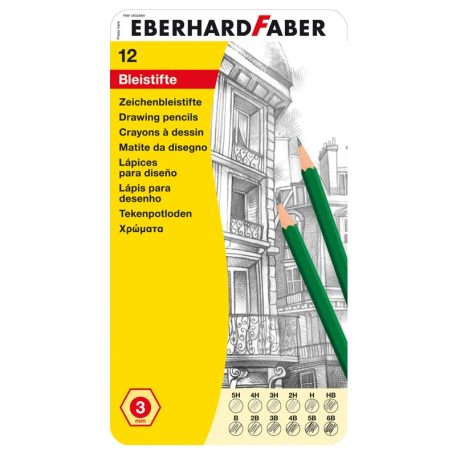 EBERHARD FABER 12 db-os grafit ceruza készlet fémdobozban 