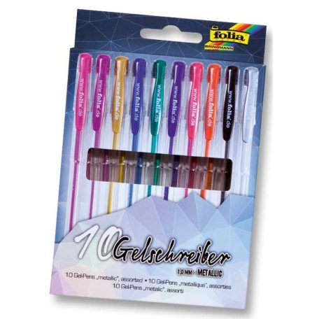 FOLIA 10 db-os zselés toll készlet metál színek 