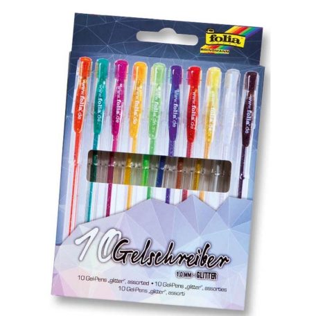 FOLIA 10 db-os zselés toll készlet csillámos/glitteres színek 