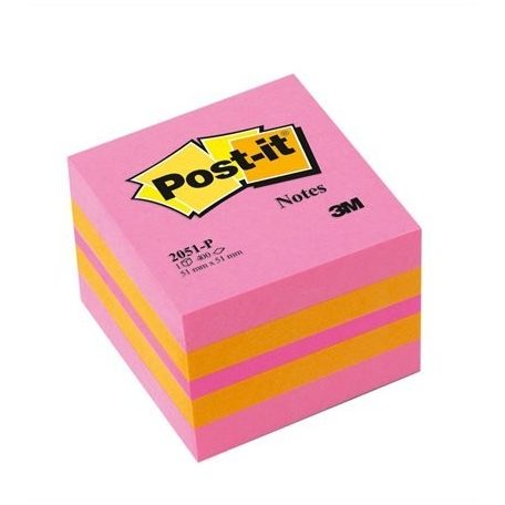 3M POST-IT papír öntapadó jegyzettömb 400 lap, 51x51 mm, pink