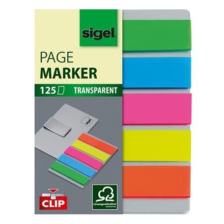 SIGEL Clip műanyag jelölőcímke, 5x25 lap, 12x50mm 